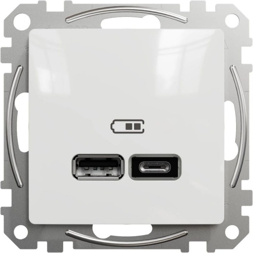Gniazdo USB A i USB C Sedna SDD111402 białe