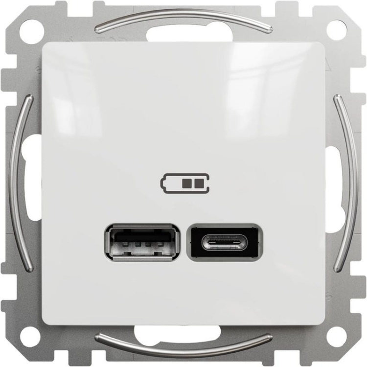 Mechanizm gniazda ładowania USB typu A+C 2,4A SDD111402 Sedna Schneider przód