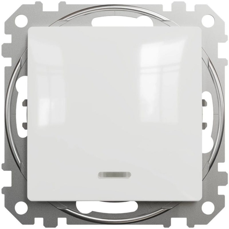 Mechanizm przycisku 1-biegunowego z podświetleniem biały SDD111111L Sedna Schneider przód