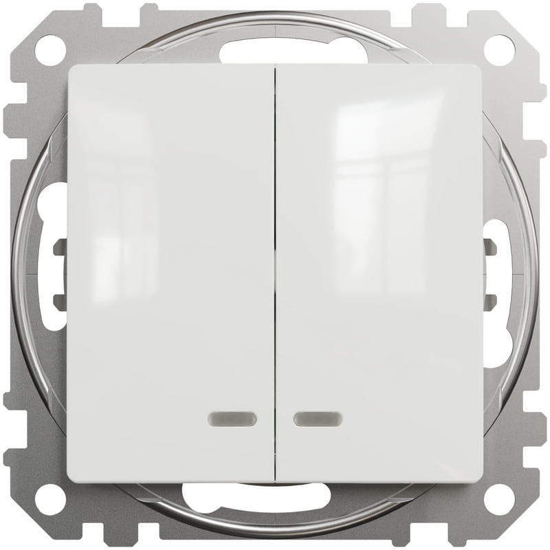 Mechanizm podwójnego łącznika świecznikowego z podświetleniem Sedna Schneider przód