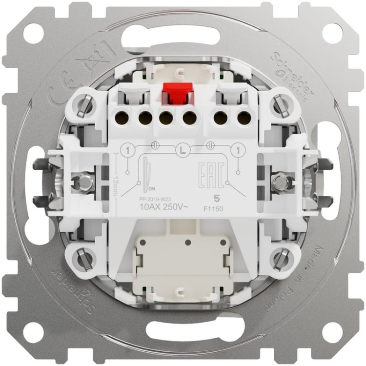 Mechanizm podwójnego łącznika świecznikowego z podświetleniem Sedna Schneider tył