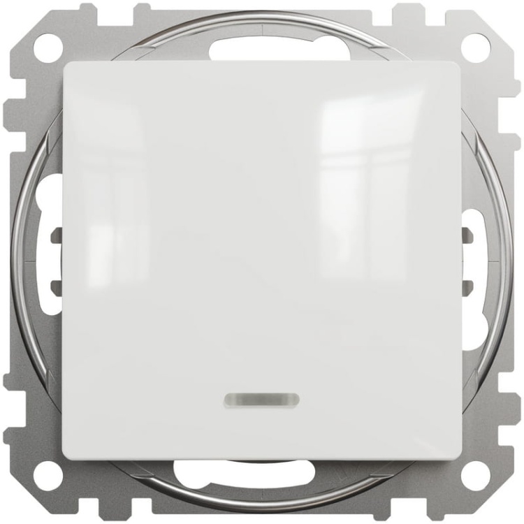 Mechanizm łącznika 1-biegunowego z podświetleniem biały SDD111101L Sedna Schneider przód