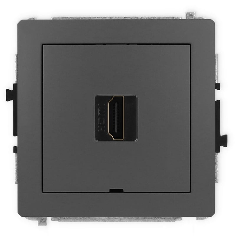 Mechanizm gniazda pojedynczego HDMI 2.0 grafitowy mat