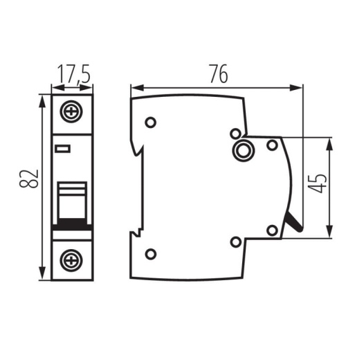 Wyłącznik nadmiarowo-prądowy KMB6-B20 1P 20A IDEAL 23142 wymiary