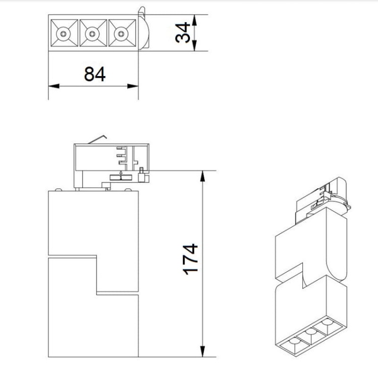 Reflektor LED SIERRA 8W 720lm IP20 IK08 48° 4000K czarny GTV wymiary.jpg