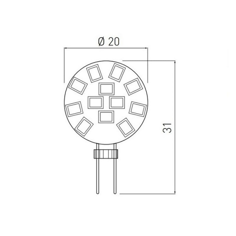 Żarówka LED G4 1,8W 4000K b. ciepła 150lm 12V LD-G4018W-30 GTV wymiary.jpg