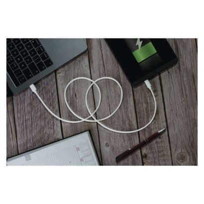 Kabel USB 2.0, wtyk C - Lightning MFi, i16P, ładowanie, transmisja danych, 1 m, biały