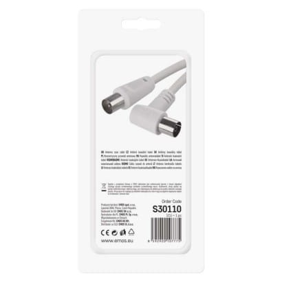 Przewód abonencki ekranowany 90° 1,25m