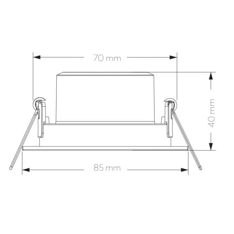 Oprawa downlight VOLARE CCT 7W 630lm 3000-6400K 38° IP20 kwadratowaa biała GTV wymiary.jpg