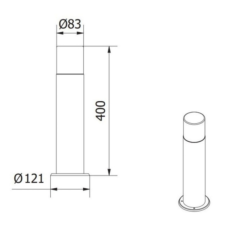 Oprawa ogrodowa CORTA-P 40cm E27 25W IP44 grafit GTV wymiary.jpg