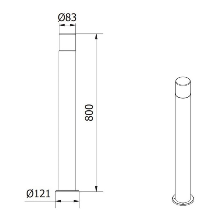 Oprawa ogrodowa CORTA-P 80cm E27 25W IP44 grafit GTV wymiary.jpg