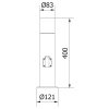 Oprawa ogrodowa CORTA-P słupek 40cm E27 IP44 grafit + gniazdo schuko 230V GTV wymiary.jpg