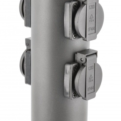 Gniazdo ogrodowe CORTA-P słupek 40cm 4x2P+Z schuko IP54 grafit GTV zbliżenie.jpg