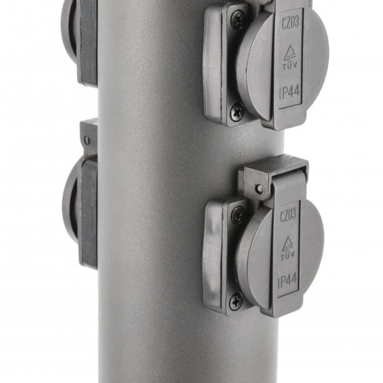 Gniazdo ogrodowe CORTA-P słupek 40cm 4x2P+Z schuko IP54 grafit GTV zbliżenie.jpg