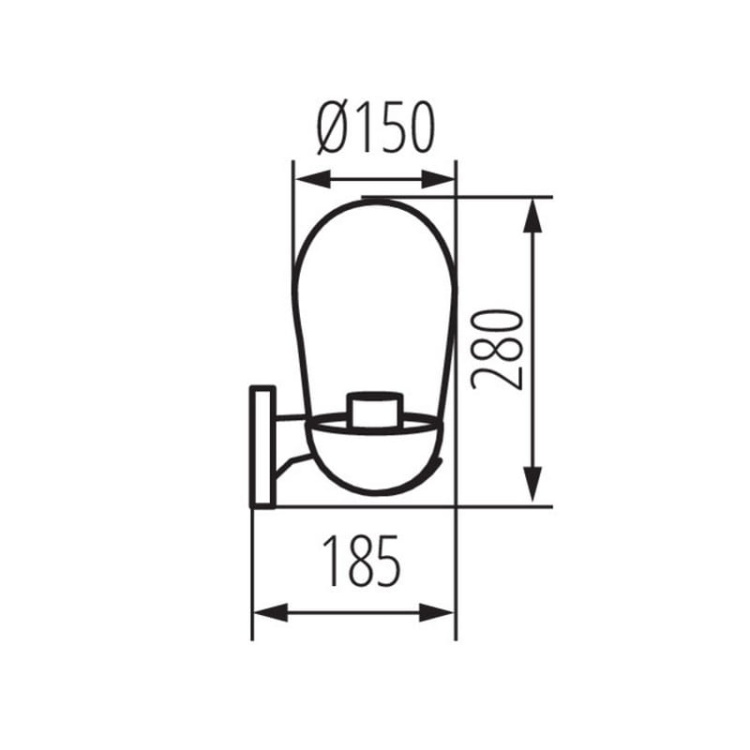 Oprawa elewacyjna ogrodowa LIEGO-EL 28cm E27 15W IP44 czarna Kanlux 36532 wymiary.jpg