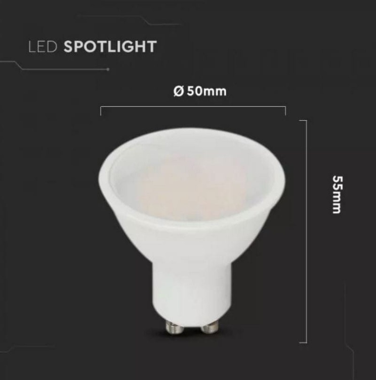 Żarówka LED GU10 5W 3000K SAMSUNG CHIP 400lm kąt 110° VTAC