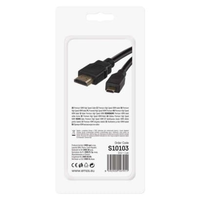 Przewód HDMI 2.0 wtyk A – wtyk D, 1,5m