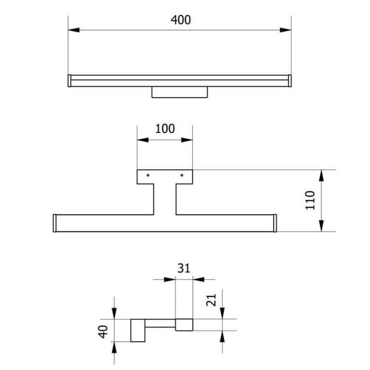 Oprawa meblowa liniowa KATANI LED czarna 40cm 8W 640lm b.neutralna 4000K IP44 GTV wymiary.jpg