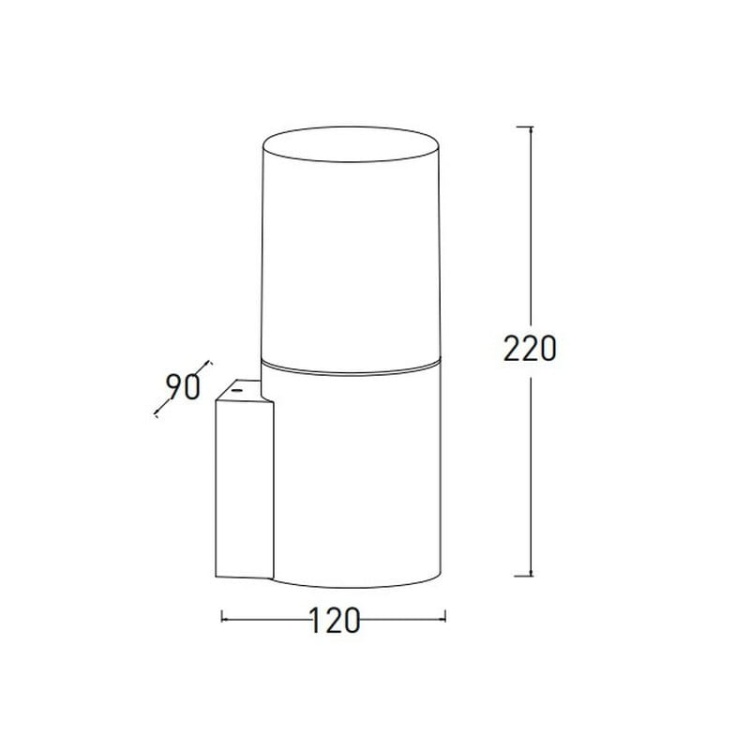 Oprawa ogrodowa MEDIO-AU E27 15W IP54  kinkiet prosty górny grafit GTV wymiary.jpg