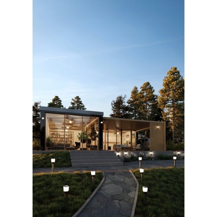 Oprawa ogrodowa TORO-AU 17cm E27 IP54 kinkiet prosty górny czarna GTV aranżacja ogrodu.jpg