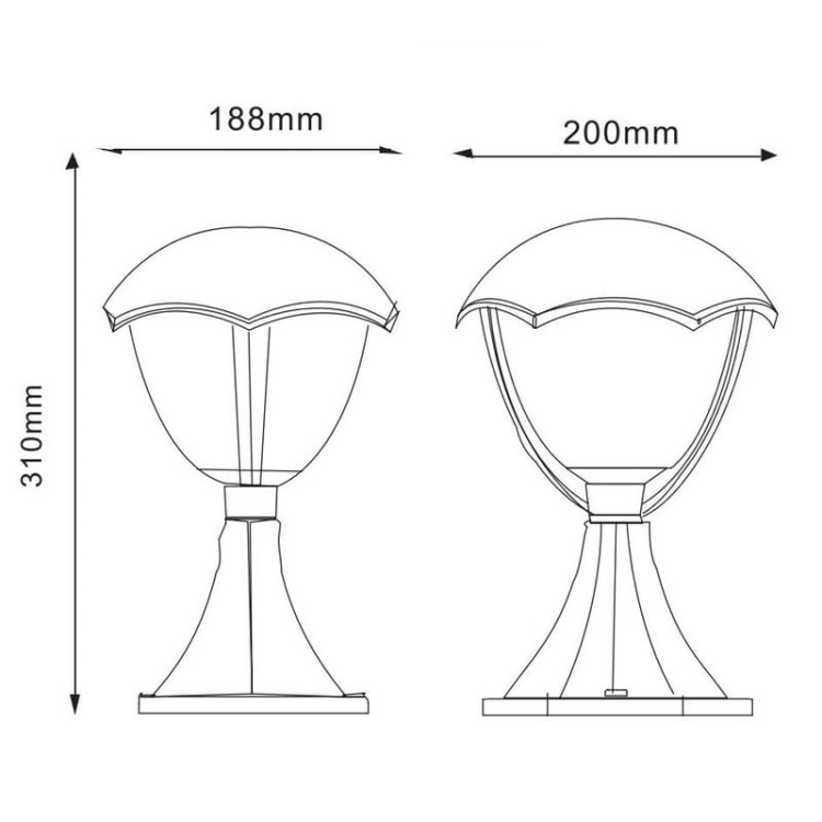 Oprawa ogrodowa GRANDE-P 31cm E27 IP54 słupek czarny GTV wymiary.jpg