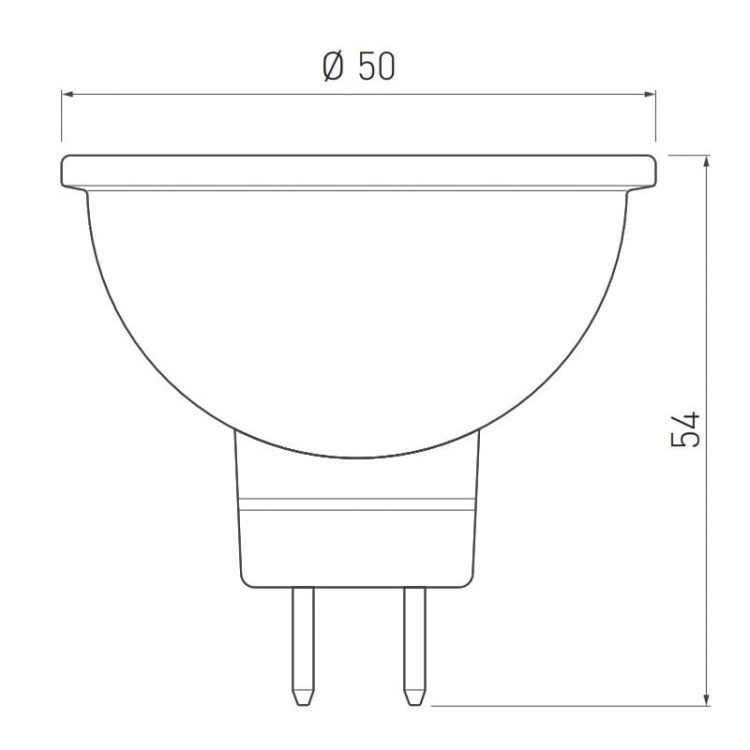 Żarówka LED MR16 GU5,3 4W 300lm b.ciepła 3000K 120° GTV wymiary.jpg