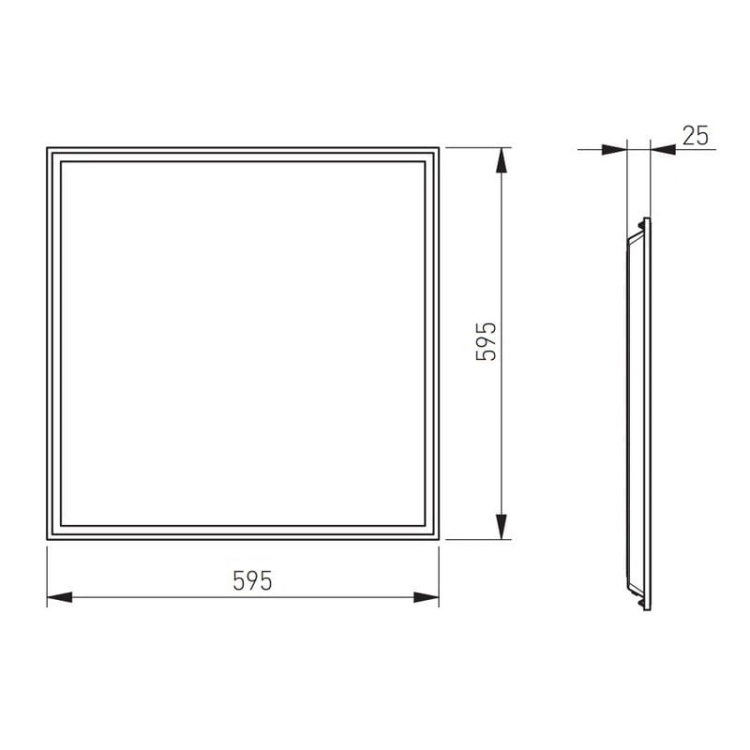 Panel LED MODULAR 40W 4800lm b.neutralna 4000K 60x60 IP54 IK08 biała ramka GTV wymiary