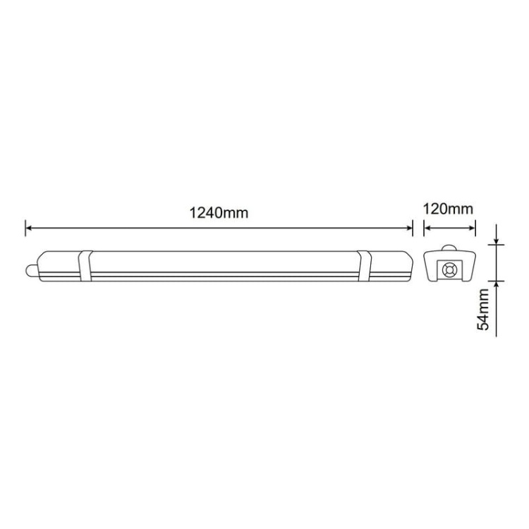 Oprawa hermetyczna OMNIA LED MAX BIS 120cm 75W b.neutralna 4000K 7500lm 120° IP65 GTV wymiary
