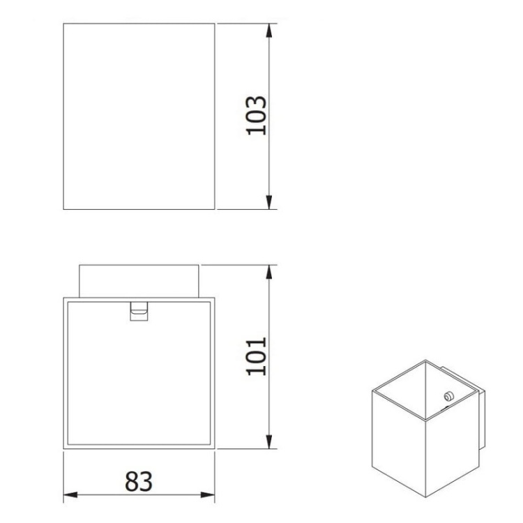 Kinkiet ścienny CAMPIONE II G9 40W IP20 kwadratowy biały GTV wymiary.jpg