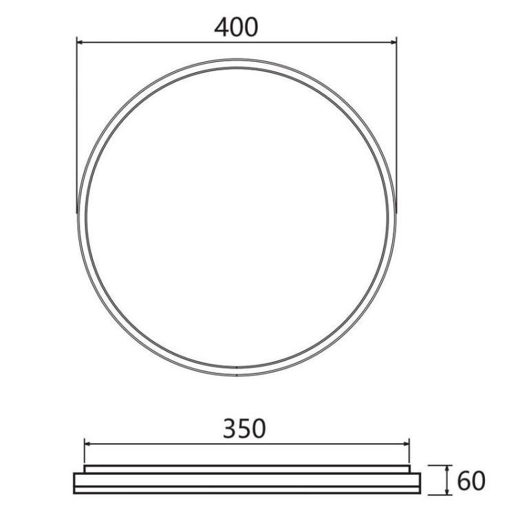 Plafoniera ATOL LED 32W b.ciepła 3000K 2560lm 120° IP54 Ø400mm złota GTV wymiary.jpg