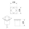 Wymiary oprawy najazdowej GTV BETA-K 130 × 130 × 129 mm