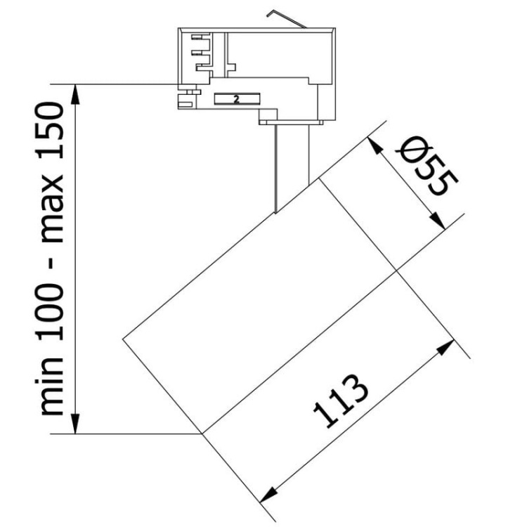 Reflektor LED LIMA na szynę 3-fazową GU10 20W IP20 kwadratowy biały GTV wymiary.jpg