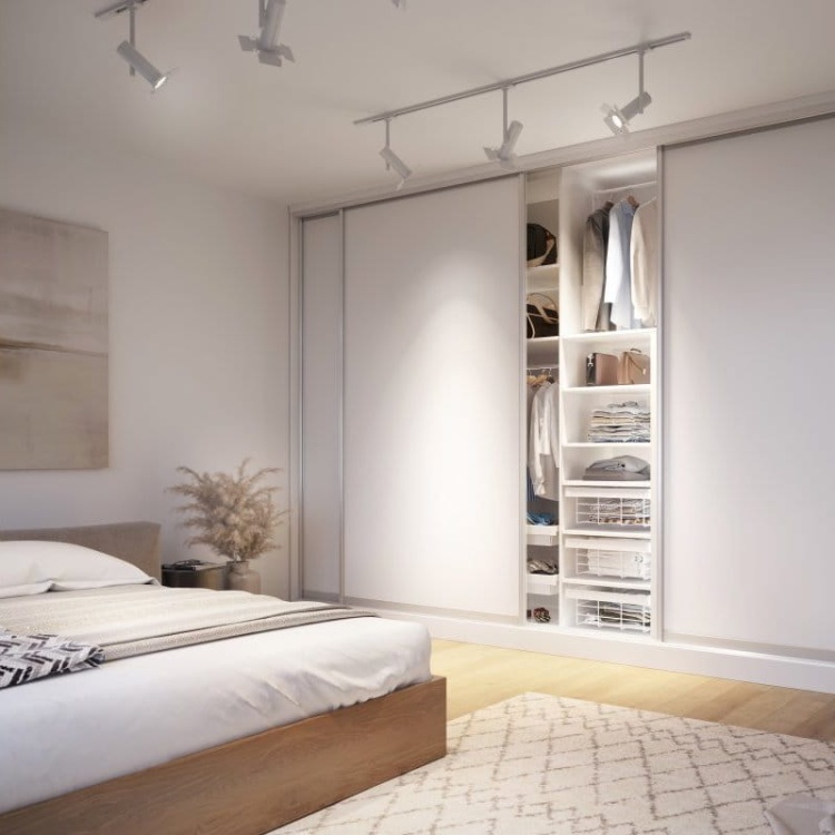 Reflektor LED GROSSO na szynę 3-fazową GU10 20W IP20 okrągły biały GTV aranżacja sypialni.jpg