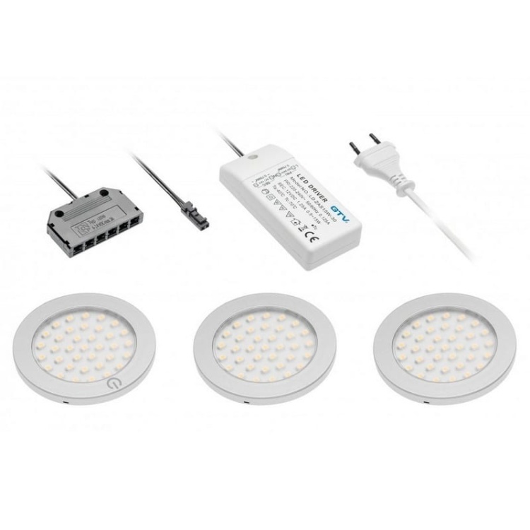 Zestaw 3 opraw LED Castello 2,8W 180lm 3000K + włącznik i zasilacz 15W 12VDC GTV.jpg