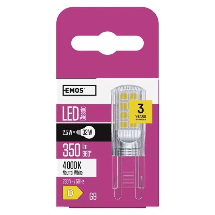 Żarówka LED G9 Classic JC 2,5W 350lm 4000K neutralna biel EMOS ZQ9536 opakowanie.jpg