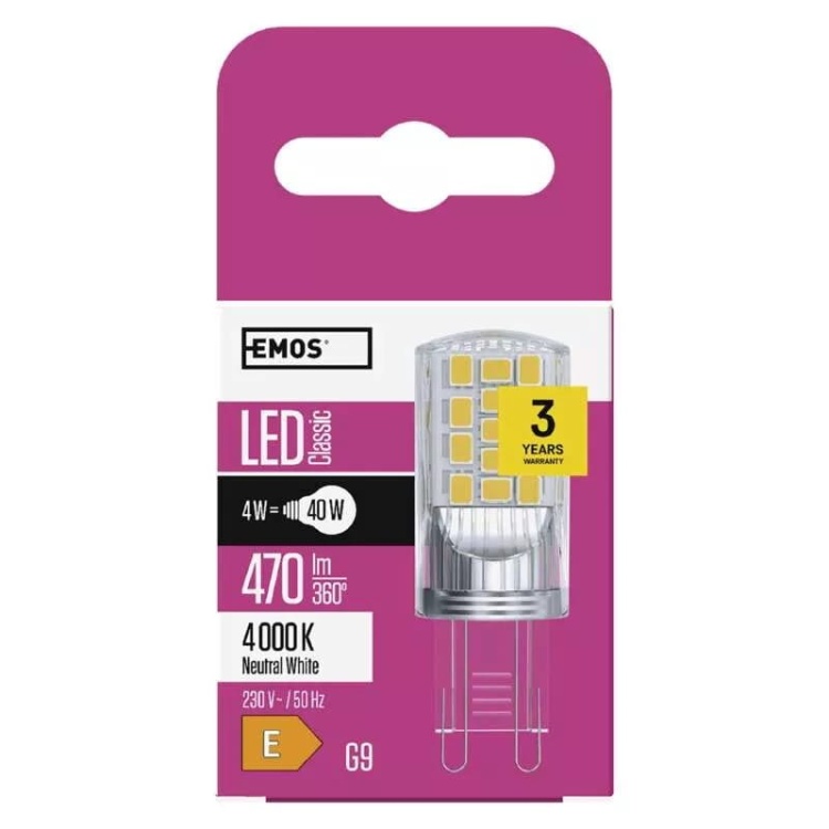 Żarówka LED G9 Classic JC 4W 470lm 4000K neutralna biel EMOS ZQ9545 opakowanie.jpg