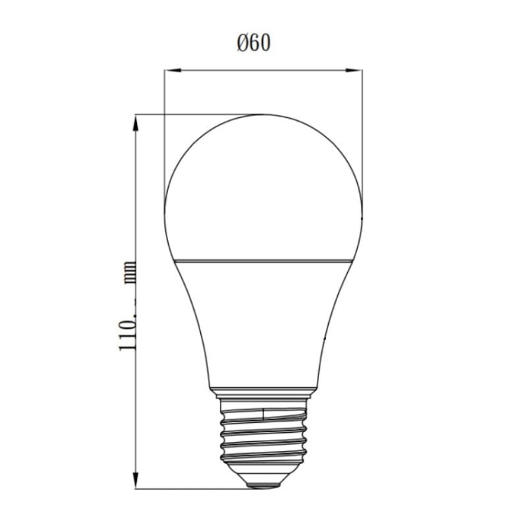 Żarówka LED E27 A60 8,5W 806lm b. ciepła 3000K kąt 180° TOSHIBA wymiary.jpg