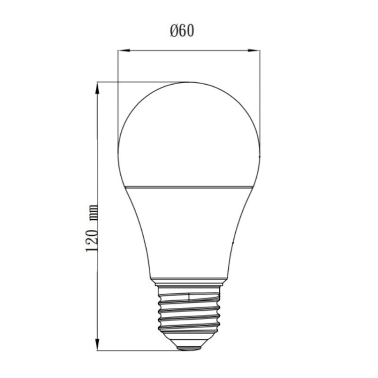 Żarówka LED E27 A60 11W 1055lm b. ciepła 3000K kąt 180° TOSHIBA wymiary.jpg