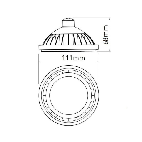 Żarówka LED ES111 GU10 10W b. neutralna 4000K 1100lm 40° biała obudowa Spectrum wymiary.jpg