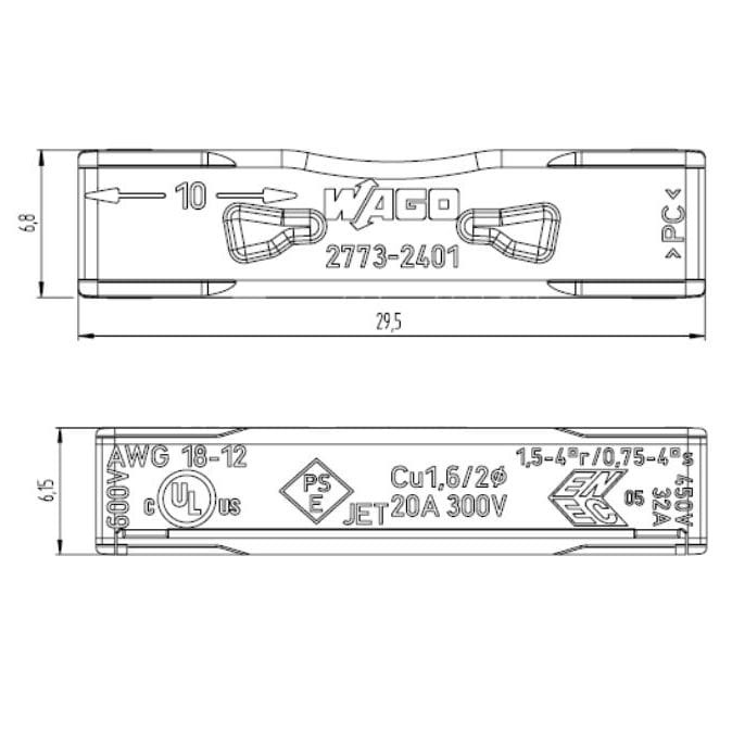 WAGO 2773-2401 wymiary
