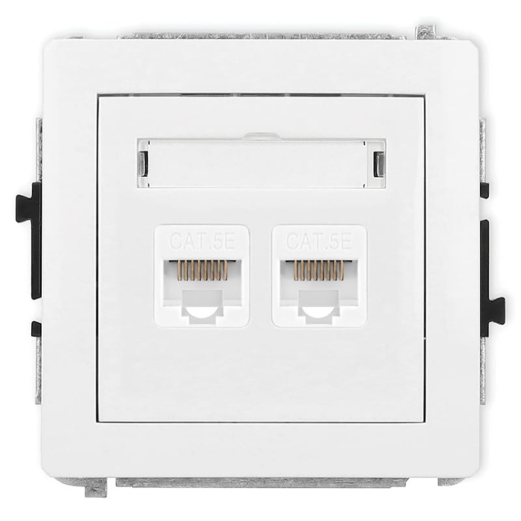 Mechanizm gniazda komputerowego podwójnego 2XRJ45 KAT.5E 8-styk biały DGK-2 Deco Karlik