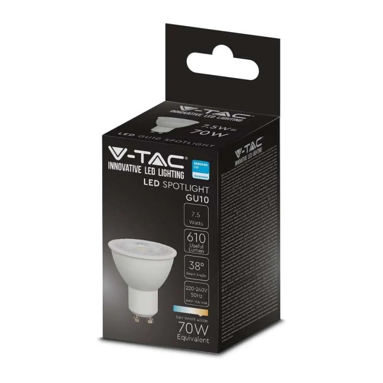 GU10 LED VTAC 7,5W 38D 3000K