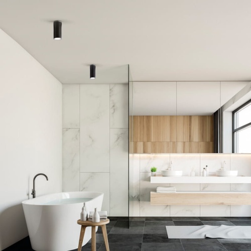 Oprawa sufitowa punktowa AQILO E14 IP65 okrągła czarna KANLUX 36642 aranżacja łazienki.jpg