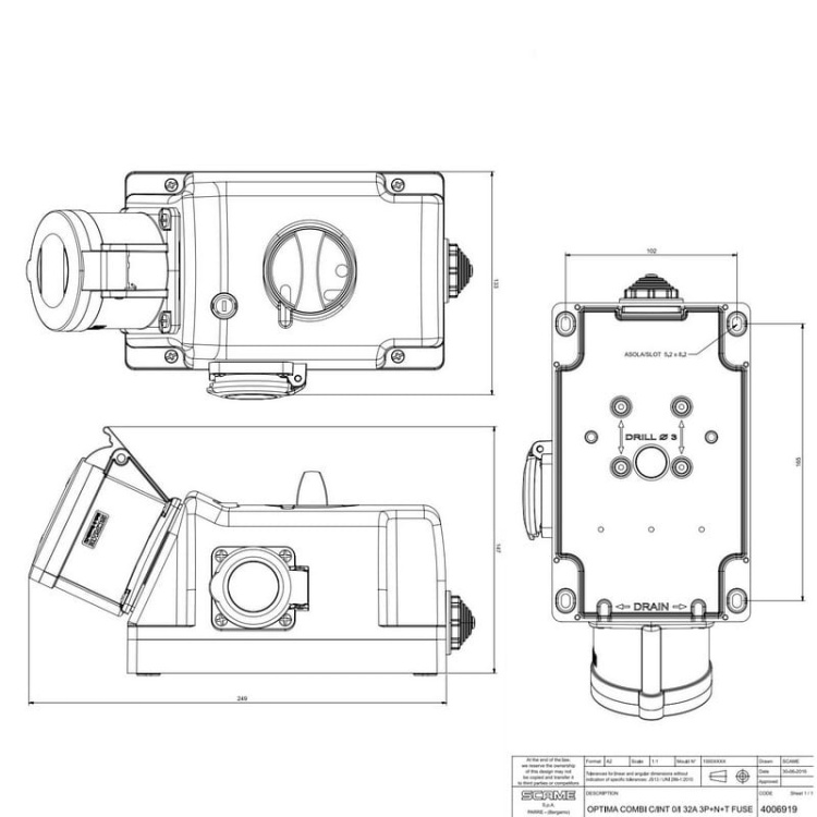 Gniazdo siłowe natynkowe OPTIMA -COMBI 3P+N+E 32A gniazdo 230V IP44 SCAME wymiary.jpg