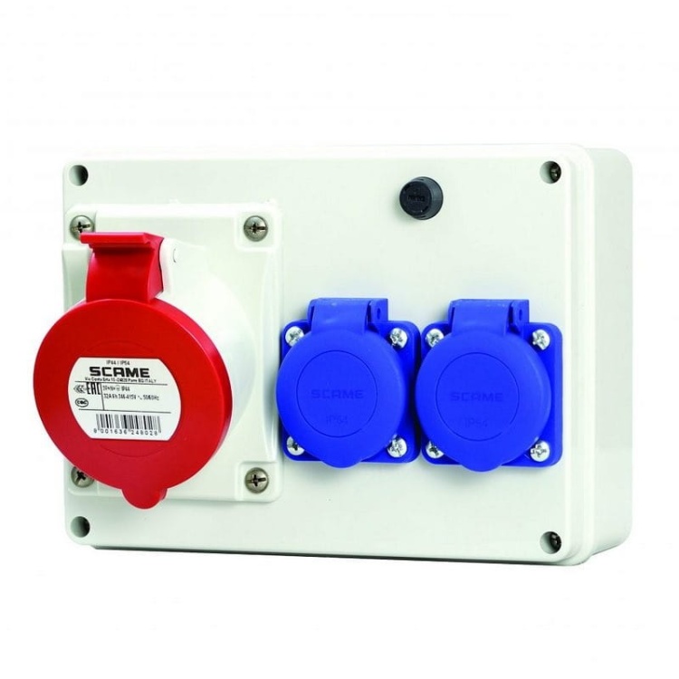 Rozdzielnica natynkowa 2x gniazdo 230V + gniazdo 16A IP44 SCAME.jpg