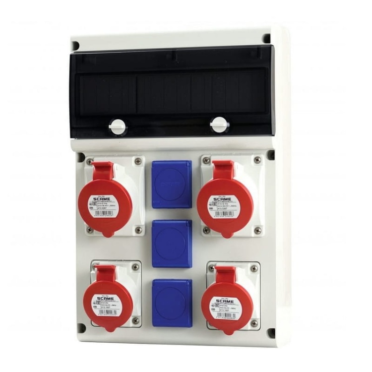 Rozdzielnica natynkowa 14 modułów 3x gniazdo 230V + 2x gniazdo 16A + 2x gniazdo 32A IP44 SCAME.jpg