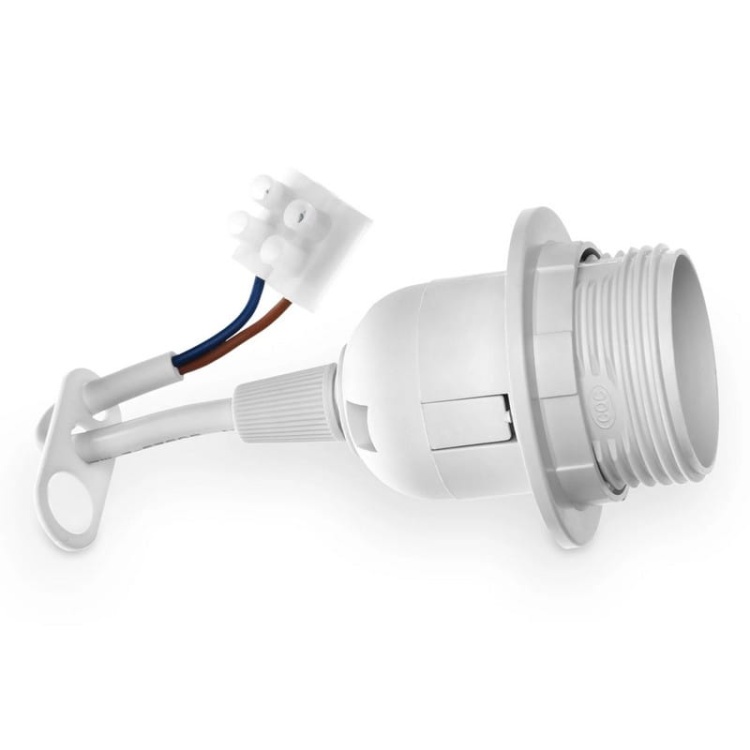 Oprawka plastikowa E27 z kołnierzem i przewodem OE-27KZP biała PLASTROL złączka.jpg