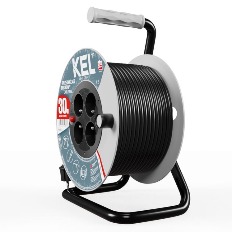 Przedłużacz bębnowy CRAFT LINE 4 gniazda 2p+Z 3×1,5mm² długość 30m czarny KEL.jpg