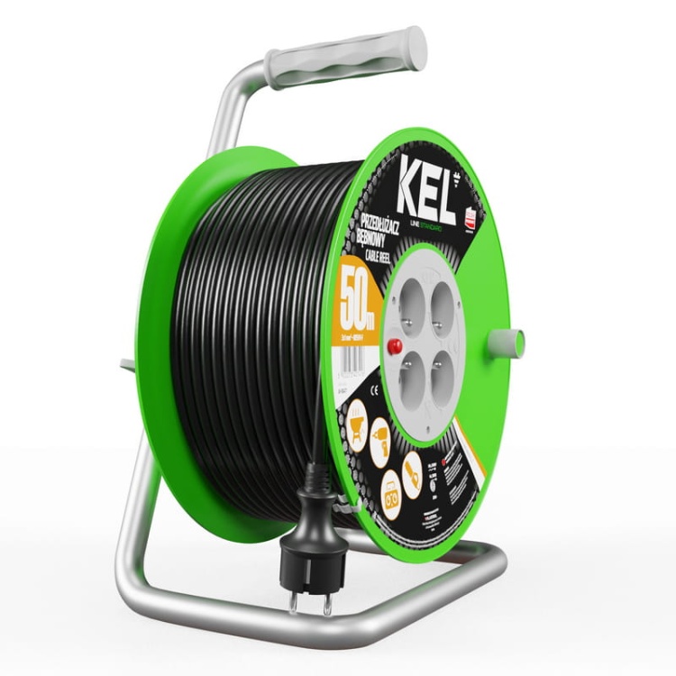 Przedłużacz bębnowy STANDARD LINE 4 gniazda 2p+Z 3×1mm² długość 50m czarny KEL.jpg