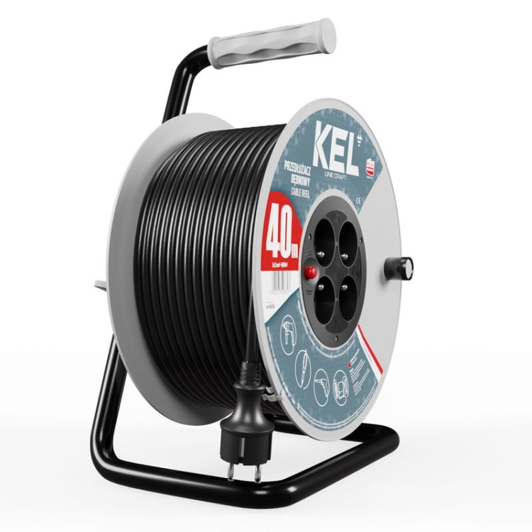 Przedłużacz bębnowy CRAFT LINE 4 gniazda 2p+Z 3×1,5mm² długość 40m czarny KEL.jpg